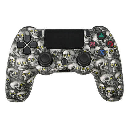 For PS4 Wireless Bluetooth Game Controller With Light Strip Dual Vibration Game Handle, White, Black, Red, Blue, Green, Rose Red, Letter, Line, Fire Ghost, Cartoon, Hulk, Skeleton, Gear, Lightning, Flame, Cloud, Burst, Wood Grain, Star Red             ...