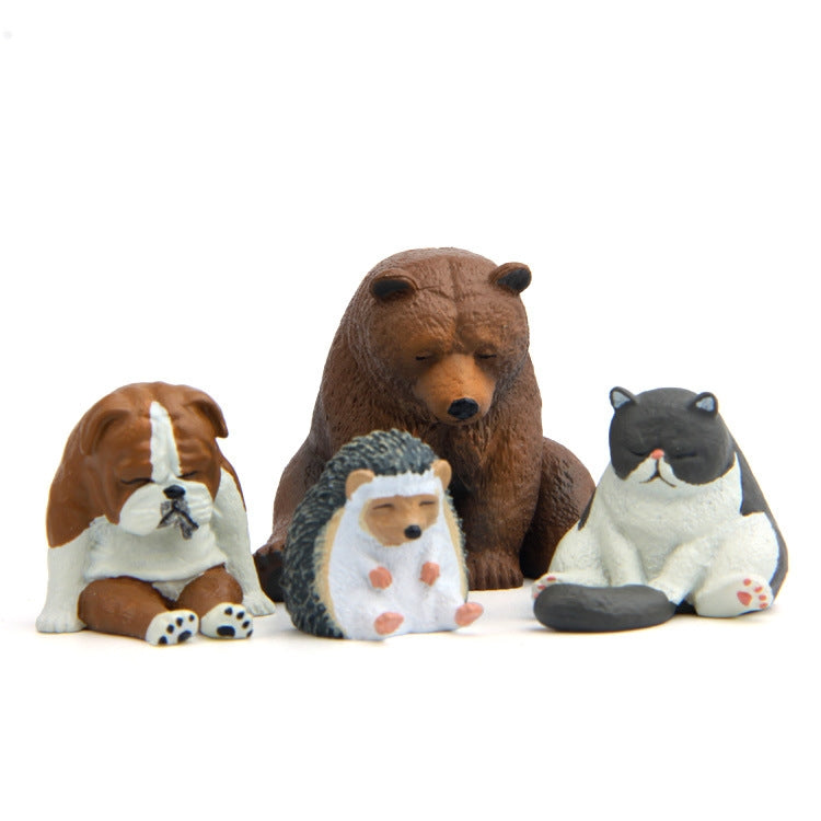 Warm Series Sitting Sleepy Zoo Figure Fridge Magnets, Fat Cat, Brown Bear, Pug dog