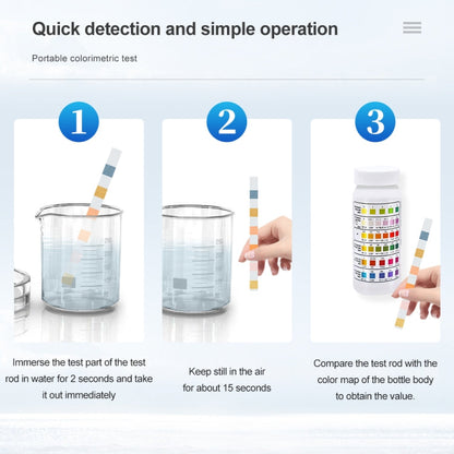 50pcs PH075 6 In 1 Residual Chlorine PH Water Quality Detector PH Test Paper, Package Random Delivery