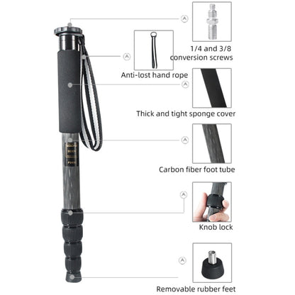 Carbon Fiber DSLR Camera Monopod Mountaineering Stick Photography Selfie Holder, P285C