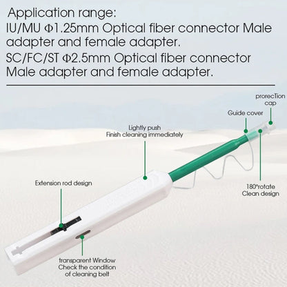 2pcs /Set Fiber Optic Cleaning Pen Endface Cleaner Fiber Optic Cleaning Tool for 1.25mm LC/Mu and 2.5mm SC/ST/FC, SC+LC