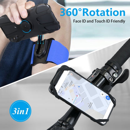 3 In 1 Four Jaws Detachable Swivel Arm Wrist Strap Bicycle Holder For 4.5-6.5 inch Phones, 3 In 1 (Blue)