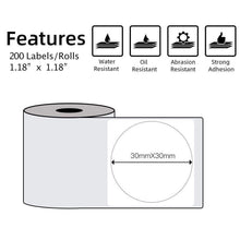 For Phomemo M110 / M200 200pcs /Roll 30x30mm Round Self-Adhesive Thermal Labels, 200pcs /Roll 30x30mm Round