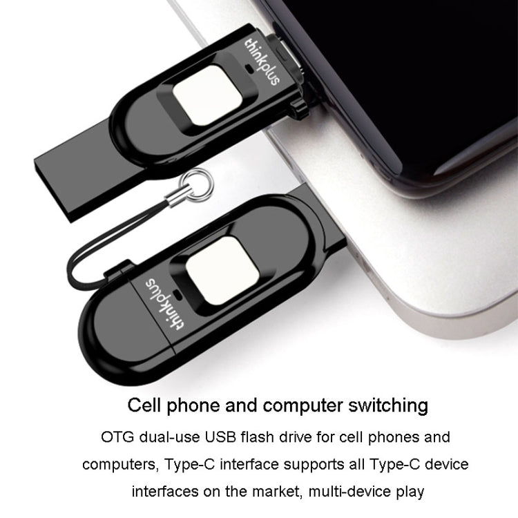 Lenovo Thinkplus TFU301 Dual Interface Type-C+USB Fingerprint Encrypted USB Flash Drive, TFU301 32G, TFU301 256G