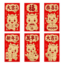6pcs /Pack Dragon New Year Red Packets Cartoon Dragon Zoshili New Year Red Envelopes, 936L