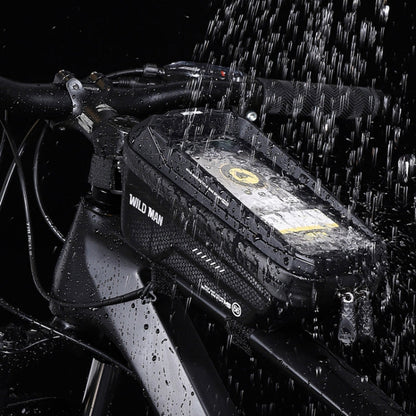 WILD MAN MS66 1.2L EVA Hard Shell Bicycle Front Beam Bag Cycling Touch Screen Phone Bag, MS66
