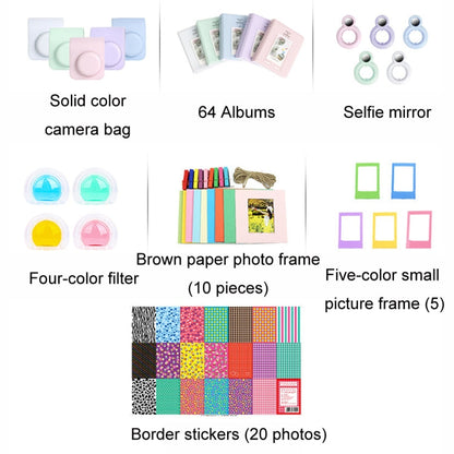 For Polaroid Mini12 7 in 1 Photo Album Sticker Photo Frame Camera Bag, Green, White, Blue, Pink, Purple