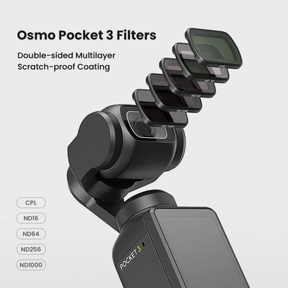 For DJI Osmo Pocket 3 aMagisn HD Double Sided Coated Filters Sports Camera Protective Goggles, CPL, ND16+ND64+ND256 + CPL