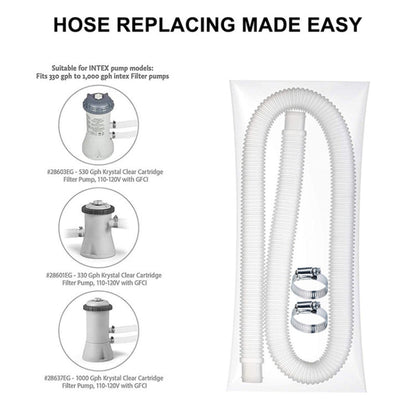 For Intex Swimming Pool Filter Pump Replacement, 1 Hose 2 Clamps, 2 Hoses 4 Clamps, 1 Hose 2 Clamps Blue, 2 Hoses 4 Clamps Blue
