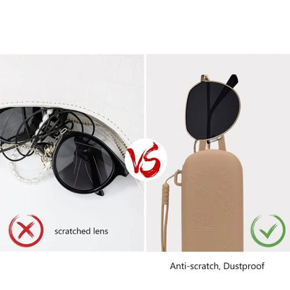 Magnetic Portable With Lanyard Sunglasses Protective Case Silicone Eyeglasses Storage Bag