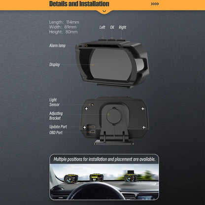HUD Head-up Display OBD LCD Mileage Speedometer