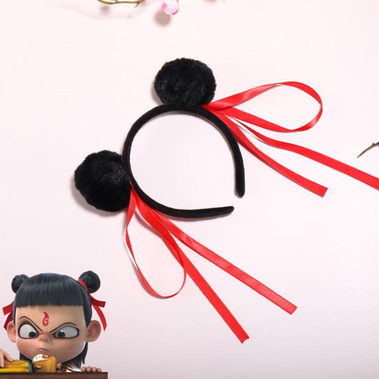 Nezha Cosplay Prop Headband Children Performance Cute Marble-Head Hairball Hair Accessories