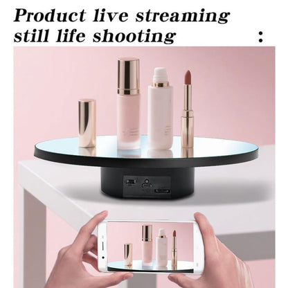 Multi-purpose Mirror Electric Rotating Disc Battery / USB Powered Photography Live Display Stand, 16cm White, 16cm Black, 16cm Gold, 25cm White, 25cm Black, 25cm Gold