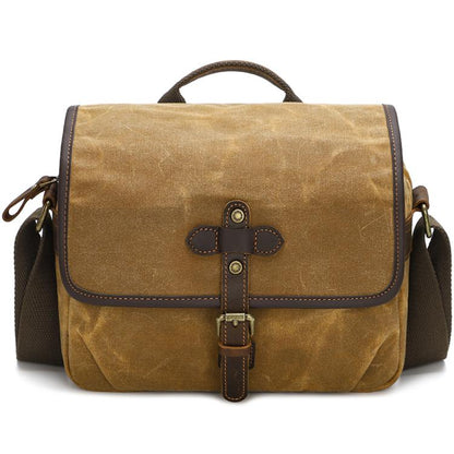 Waxed Canvas Camera Messenger Bag with Adjustable Dividers for DSLR Photography and Travel, L Dusty Yellow, L Army Green, L Deep Gray, S Army Green, S Dusty Yellow, S Deep Gray