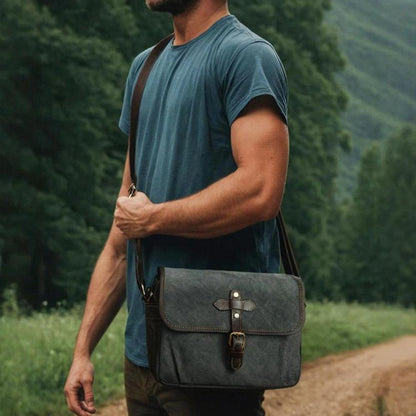 Waxed Canvas Camera Messenger Bag with Adjustable Dividers for DSLR Photography and Travel, L Dusty Yellow, L Army Green, L Deep Gray, S Army Green, S Dusty Yellow, S Deep Gray