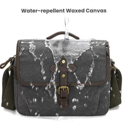 Waxed Canvas Camera Messenger Bag with Adjustable Dividers for DSLR Photography and Travel, L Dusty Yellow, L Army Green, L Deep Gray, S Army Green, S Dusty Yellow, S Deep Gray