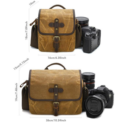 Waxed Canvas Camera Messenger Bag with Adjustable Dividers for DSLR Photography and Travel, L Dusty Yellow, L Army Green, L Deep Gray, S Army Green, S Dusty Yellow, S Deep Gray
