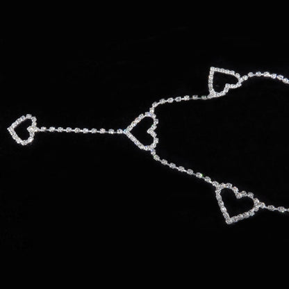 Vintage Heart Waist Chain Sexy Rhinestone Belts, Length: 120cm