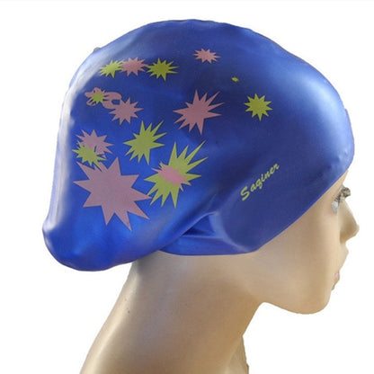 Printed Silicone Swimming Cap Waterproof Swimming Cap for Long Hair, Long Hair Swimming Cap, Long Hair Printed Swimming Cap(Purple), Long Hair Printed Swimming Cap(Gray), Long Hair Printed Swimming Cap(Navy Blue), Long Hair Printed Swimming Cap(Sky Blue)