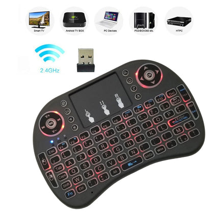 Support Language: French i8 Air Mouse Wireless Backlit Keyboard with Touchpad for Android TV Box & Smart TV & PC Tablet & Xbox360 & PS3 & HTPC/IPTV, French