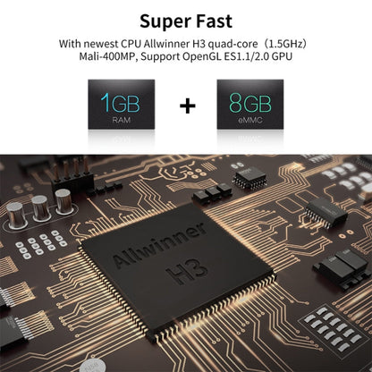 R69 1080P HD Smart TV BOX Android 4.4 Media Player with Remote Control, Quad Core Allwinner H3, RAM: 1GB, ROM: 8GB, 2.4G WiFi, LAN, EU Plug, 1GB+8GB