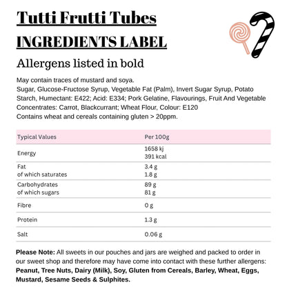 Tutti Frutti Tubes (Strawberry Planks)