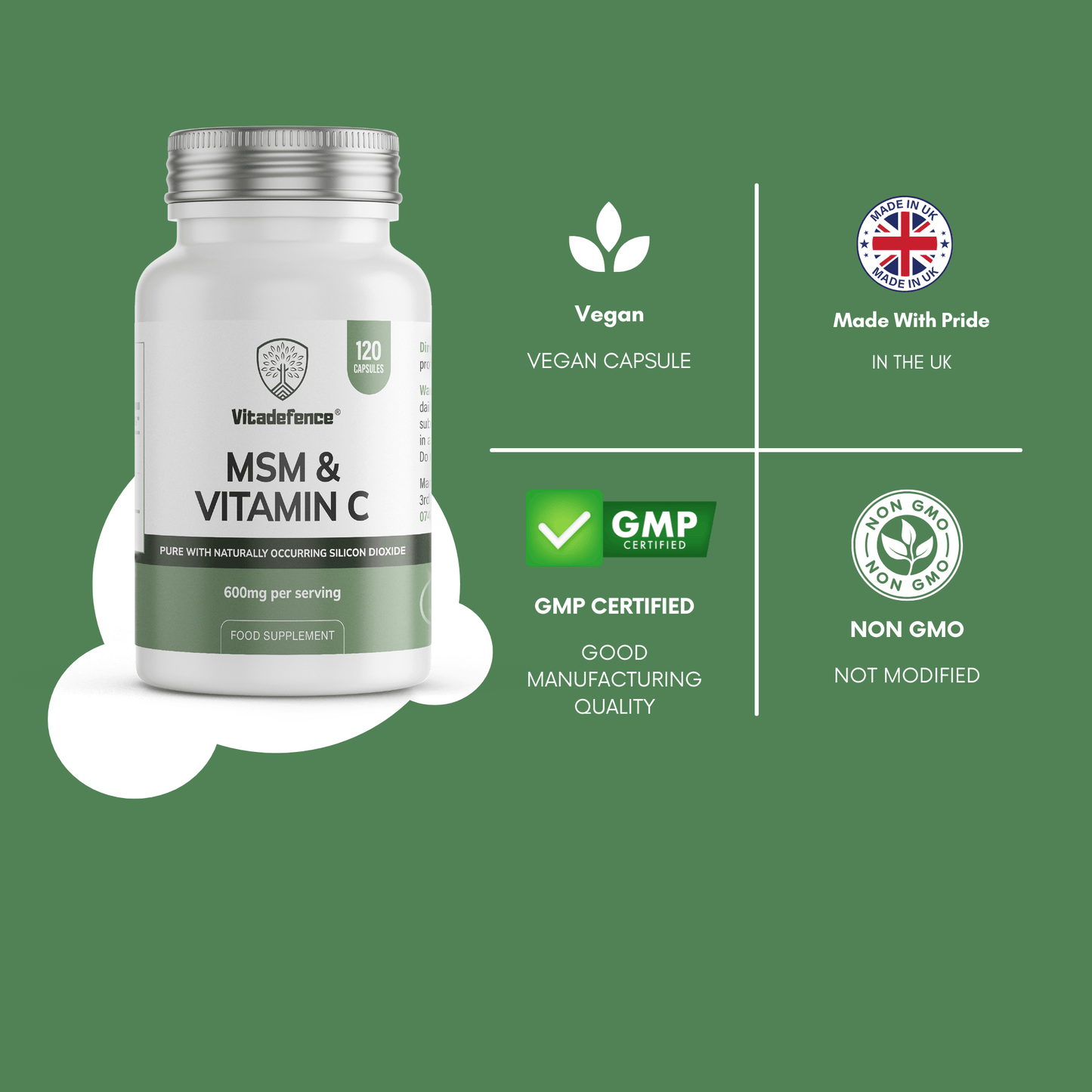 MSM + Vitamin C | Vegan Capsules – 120 Count