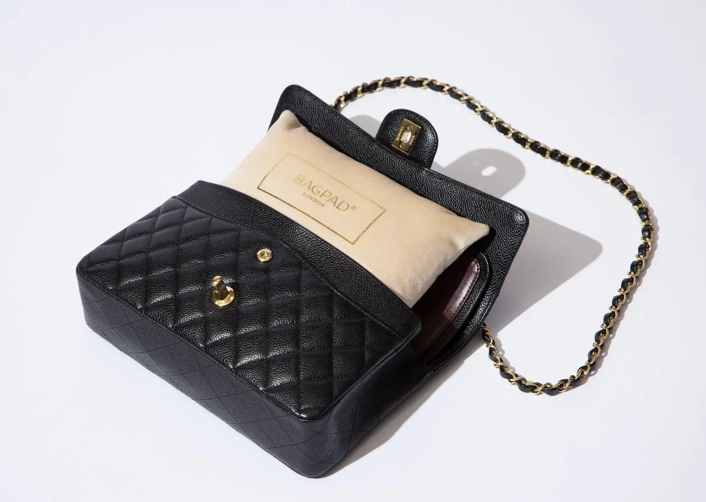 VELVET WITH GOLD LOGO PRINT BAGPADS