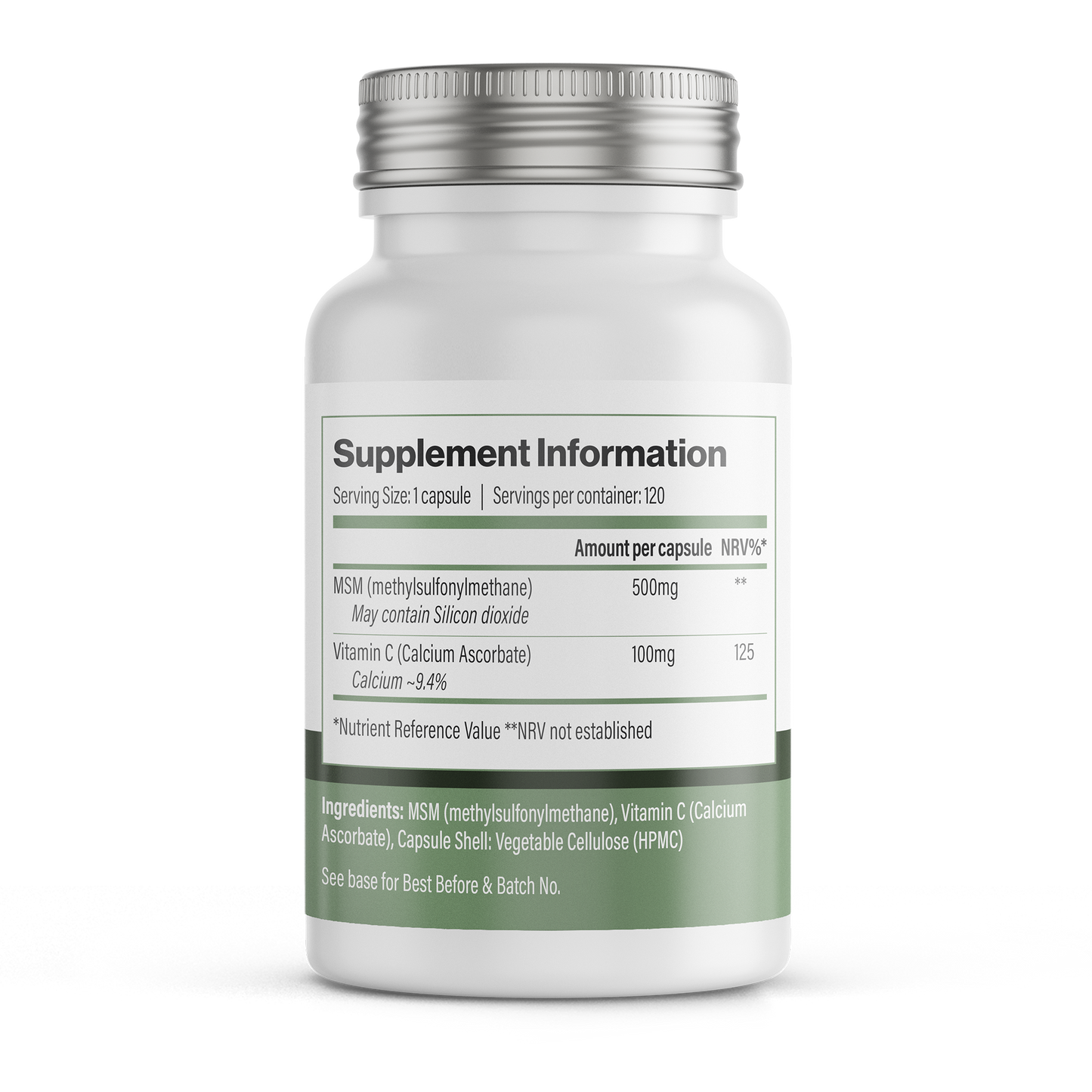 MSM + Vitamin C | Vegan Capsules – 120 Count