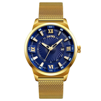 SKMEI 9166 Fashion Men Business Watch 30m Waterproof Metal Quartz Wristwatch