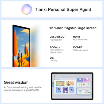 Lenovo Xiaoxin Pad 12.1 inch 2025 WiFi Tablet, 8GB+128GB, MediaTek Dimensity 6400 Octa Core,US Plug, 8GB+128GB