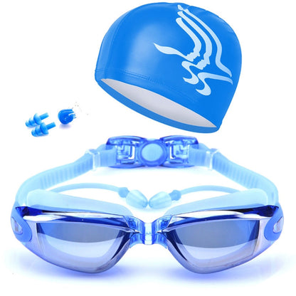 High-definition Waterproof Fogproof Swimming Goggles with Swimming Cap, Swimming Goggles with Cap (Black), Swimming Goggles with Cap (Pink), Swimming Goggles with Cap (Blue)