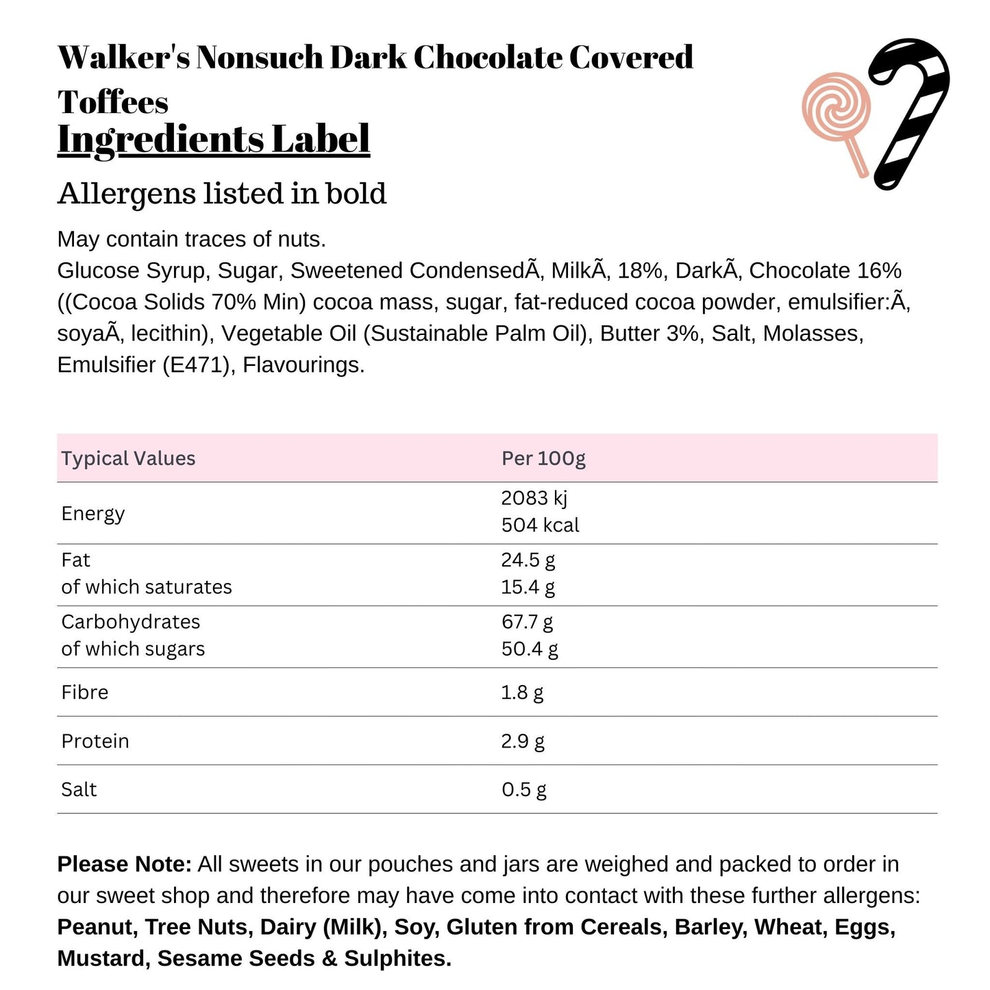 Walker's Nonsuch Dark Chocolate Covered Toffees