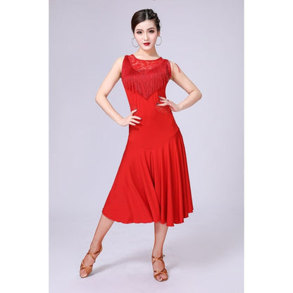 Sleeveless Fringed Latin Dance Dress Competition Performance Suit With Separate Bottoms, M, L, XL