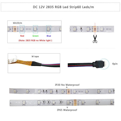 EU Plug 5M 2835SMD No Waterproof Light With 44 Key Remote Control RGB LED Light Strip