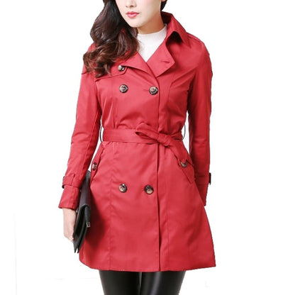 Mid-length Slim Casual Lace-up Trench Windbeaker (Color:Black Size:XL), S, M, L, XL, XXL