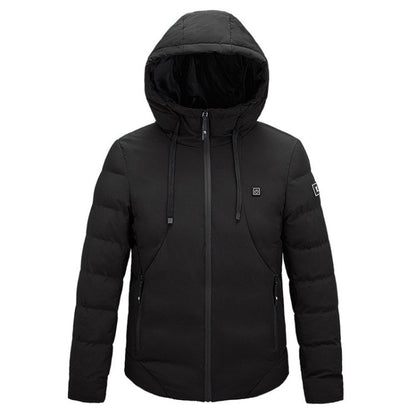 Men and Women Intelligent Constant Temperature USB Heating Hooded Cotton Clothing Warm Jacket, 7XL