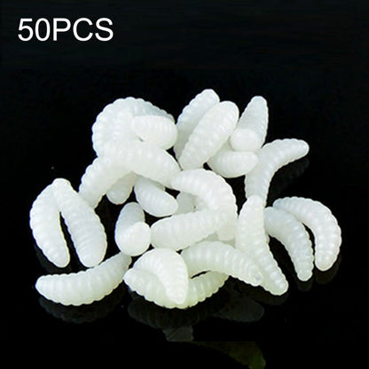 HENGJIA SO106 50 PCS 20mm Simulation Bread Bait Worms Crescent Soft Bait Horseback Fish Worm Bait Fishing Gear