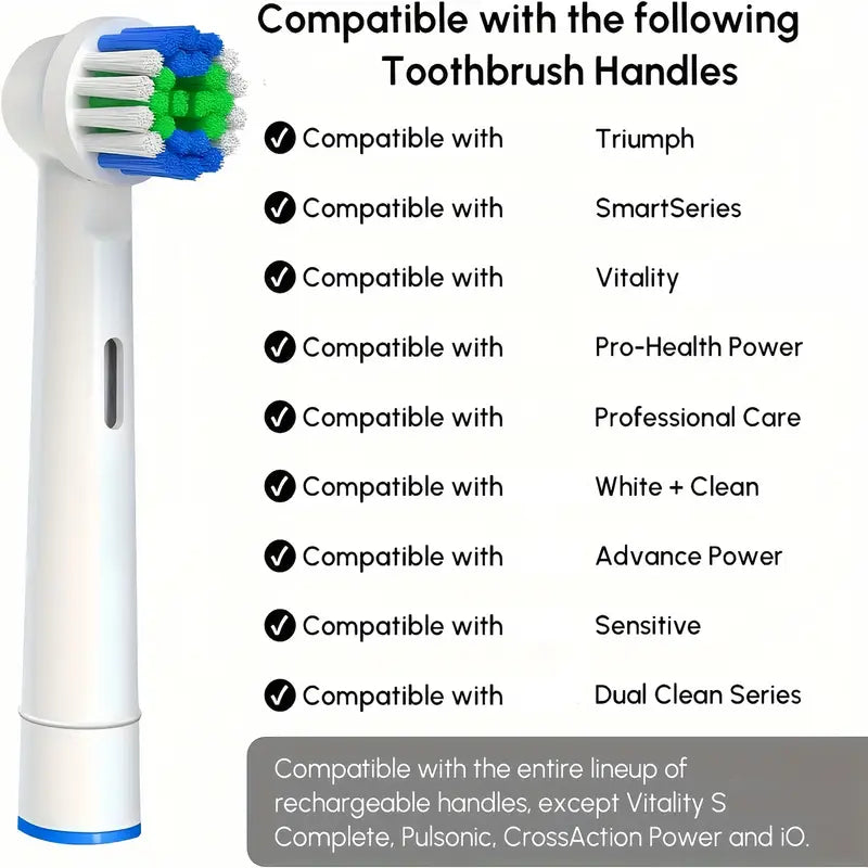 Pack of 4 Toothbrush Heads Brush Heads Suitable For Oral B Replacement Heads Refill Pro 500/1000/1500/3000/3757/5000/7000/7500/8000