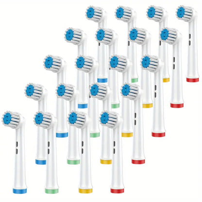 Pack of 20 Replacement Toothbrush Heads Compatible With Oral-B, Electric Toothbrush Heads Brush Heads Suitable For Oral B Replacement Heads Refill Pro 500/1000/1500/3000/3757/5000/7000/7500/8000