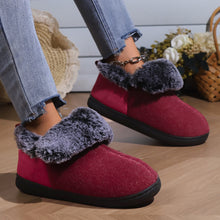 Neutral Felt Fur Collar Heel Cotton Shoes Wine Red Winter Indoor Shoes Comfortable Memory Foam