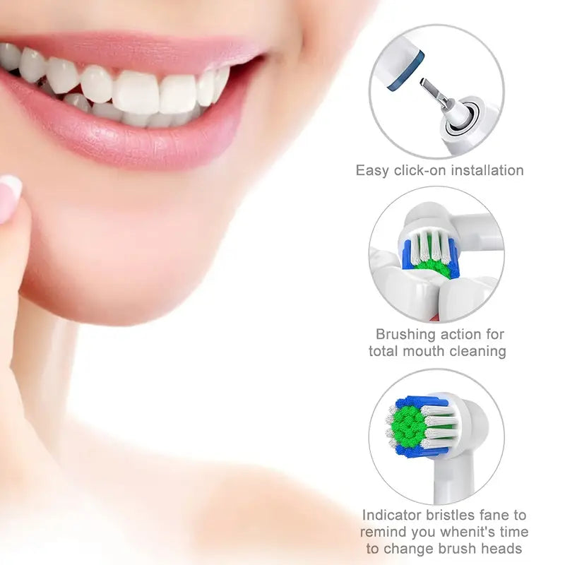 Pack of 4 Toothbrush Heads Brush Heads Suitable For Oral B Replacement Heads Refill Pro 500/1000/1500/3000/3757/5000/7000/7500/8000