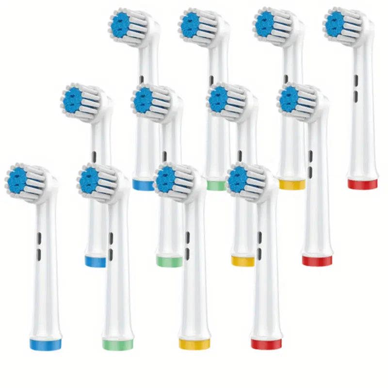 Pack of 12 Replacement Toothbrush Heads Compatible With Oral-B, Electric Toothbrush Heads Brush Heads Suitable For Oral B Replacement Heads Refill Pro 500/1000/1500/3000/3757/5000/7000/7500/8000