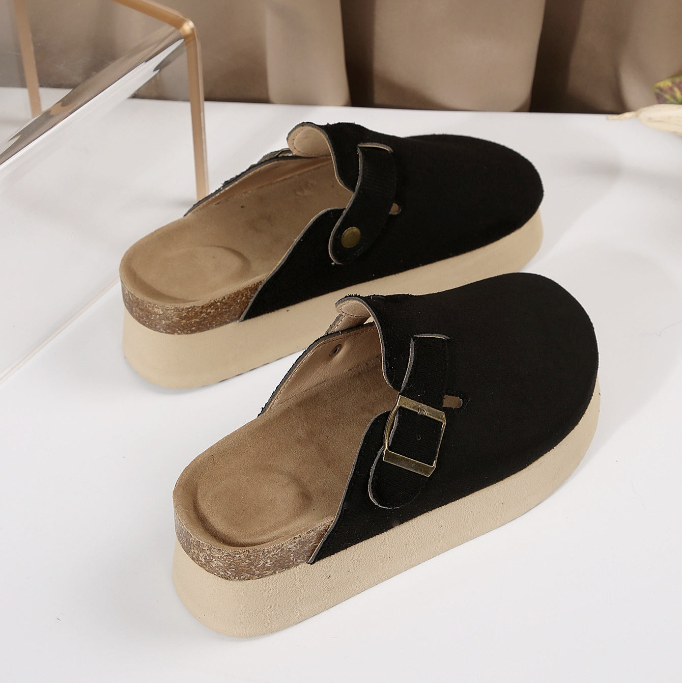 Thick Sole Half Slippers Women's Toe Cap Slip-on