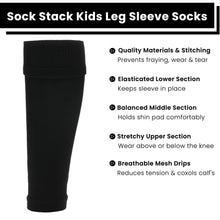 Adults Black Football Leg Sleeve Socks Compression Support Fits Over Shin Pads Breathable & Secure for Training Running by Sock Stack
