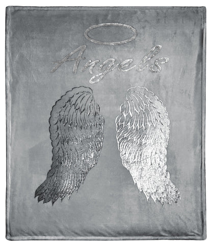 Angel Wings Luxurious Teddy Fleece Duvet Set Super Soft Faux Fur Bedding Pillow Cases Bed Throw Cushion in Pink White Grey by OLIVIA ROCCO