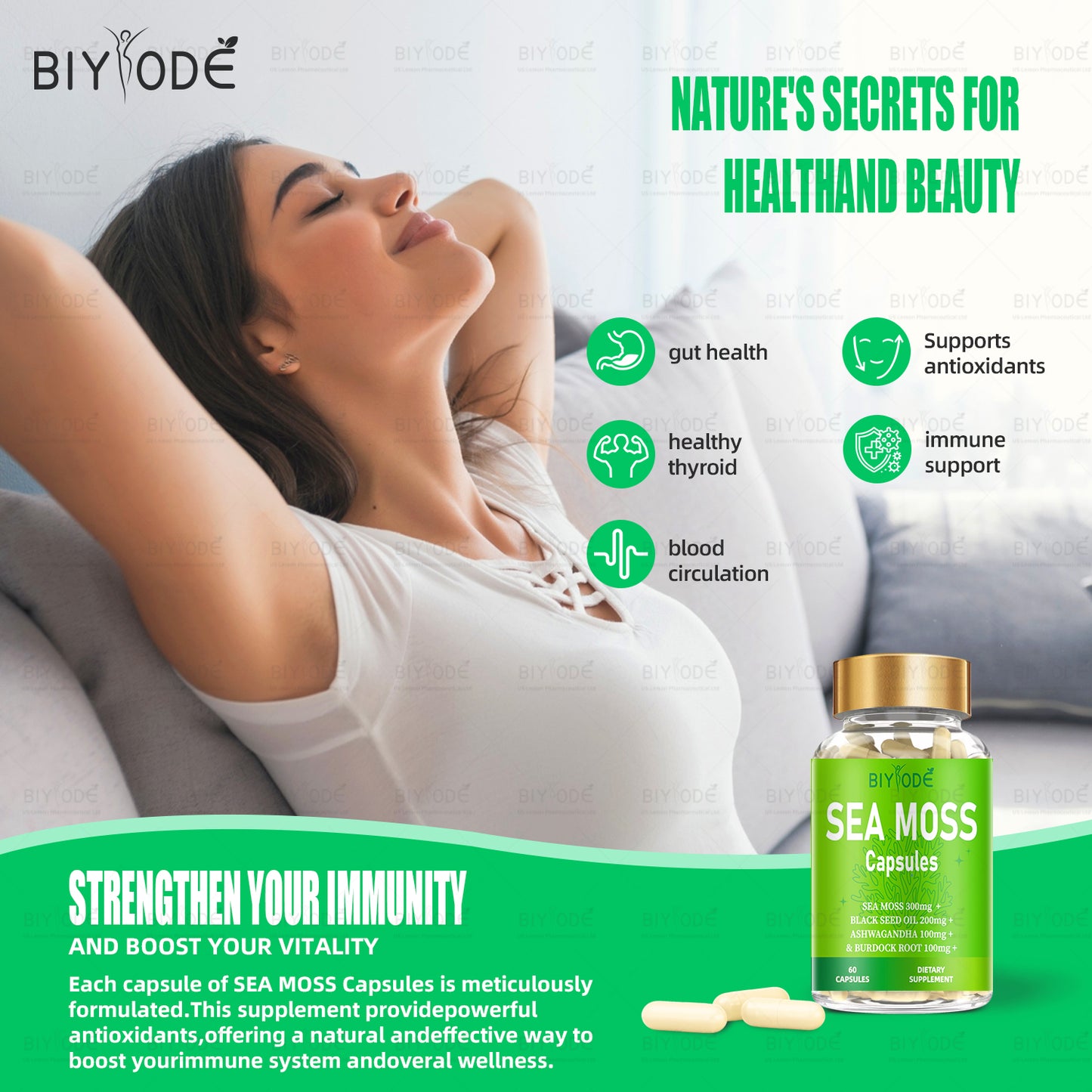 Ready Stock Sea Moss Supplement Capsules Factory Wholesale Seamoss Capsules