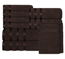 Belmont Viscose Stripe Brown Towels 100% Cotton Hotel Quality Super Absorbent 10 Piece Bale Set, 4 Hand Towel & 12 Face Cloths by OLIVIA ROCCO