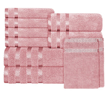Belmont Viscose Stripe Pink Towels 100% Cotton Hotel Quality Super Absorbent 10 Piece Bale Set, 4 Hand Towel & 12 Face Cloths by OLIVIA ROCCO