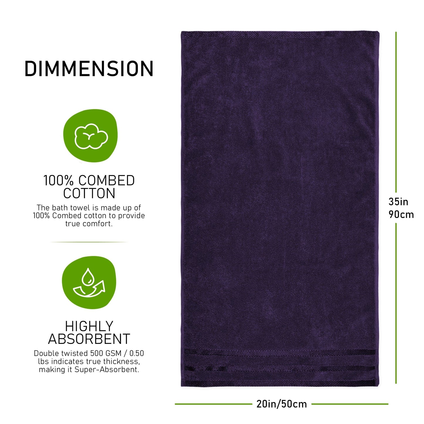 Belmont Viscose Stripe Purple Towels 100% Cotton Hotel Quality Super Absorbent 10 Piece Bale Set, 4 Hand Towel & 12 Face Cloths by OLIVIA ROCCO